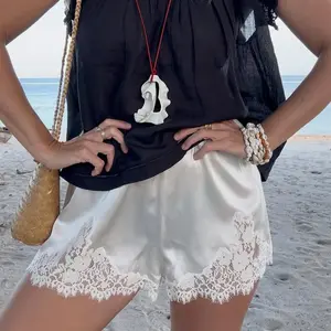 Women��s Satin Silk Shorts Y2K Low Rise Lace Trim Micro Mini Shorts Cute Coquette Lounge Pajama Half Slip Bottoms Casual Boho Office Pants