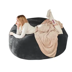 Aobtkel 6FT bean bag chair, memory foam filling, adult and teen bean bag chair, soft sofa with removable flannel cover, round sofa for living room, bedroom, college dorm.
