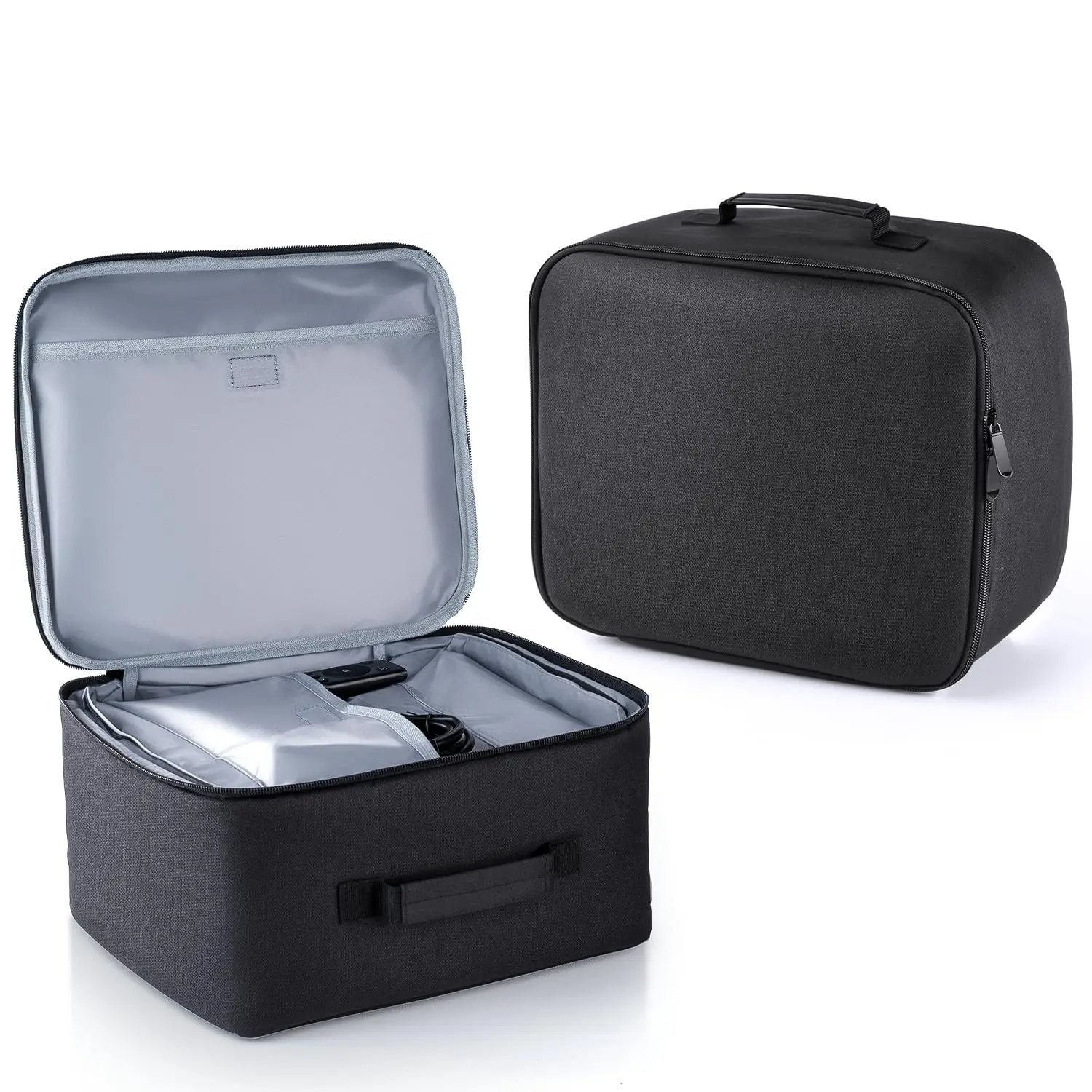 Projector Case Rv800p  Durable Nylon & Soft Lining Accessory Pockets For Cables/remote Easy Carry Handle Portable Travel Storage Bag Business/outdoor/home 12.6x11x7inches Black