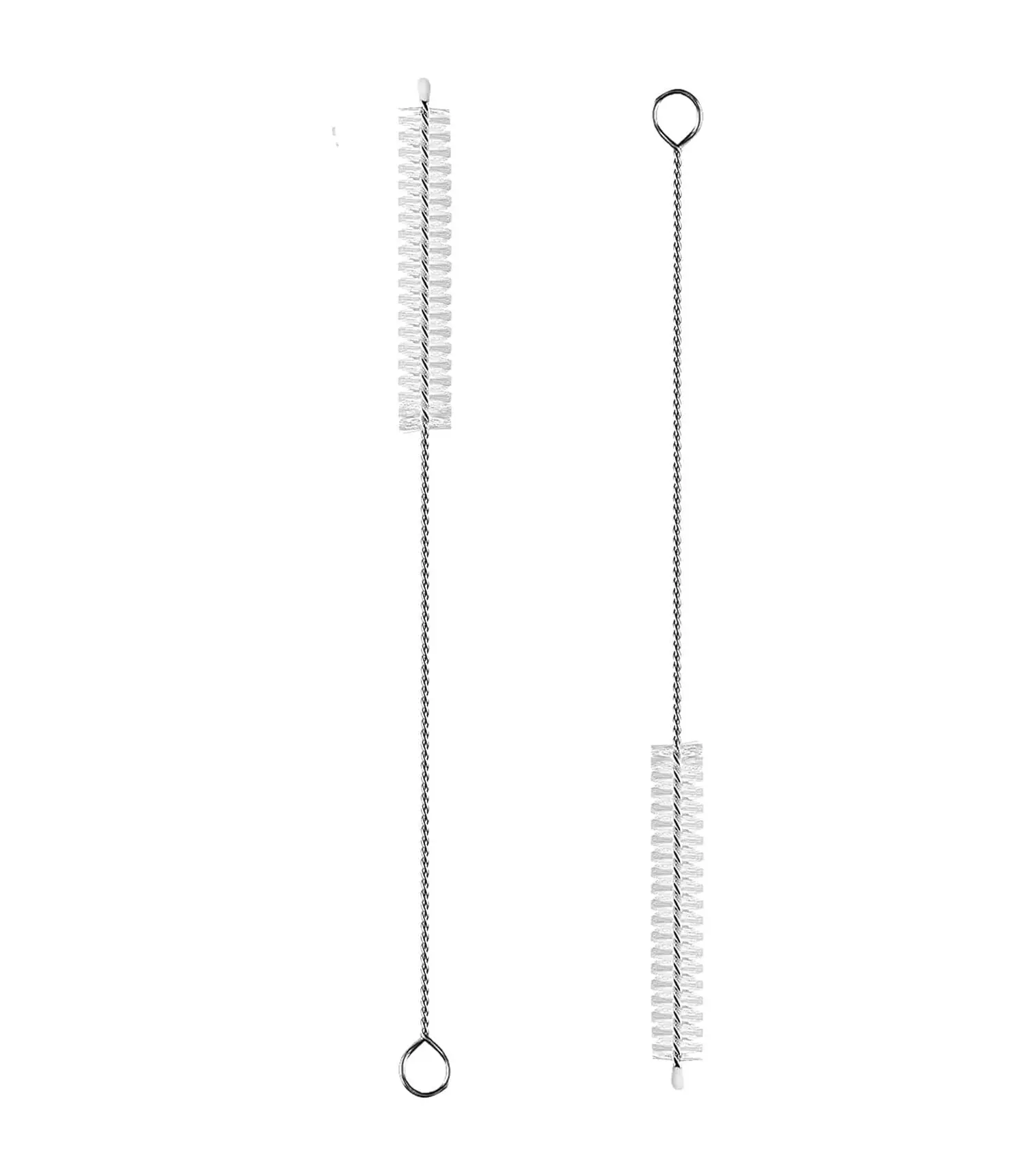 Bottle Cleaning Brushes (2-Pack) - Stainless Steel Handle, Nylon Bristles, 10mm Wide, Extra Long, Easy Cleaning, BPA-Free Safety, Reusable Straws Compatible, Fits 20/30/40 oz Stanley Mugs/Sippy Cups, 2-3 Years Use, Gentle Residue Scrubbing