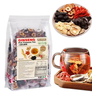 Ginseng Five Treasure Tea 20 Bags Organic Kidney Cleanse Traditional Chinese Herbal Beverage for Men & Women Natural Health Boost