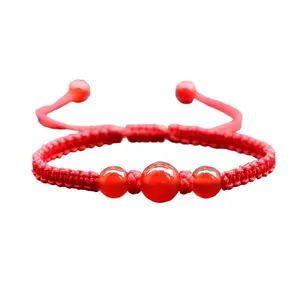 Couple bracelets, a pair of hand-woven birth year red rope for men and women, black and red agate acacia bean bracelets Adjustable,Couples,Set bracelet for men and women bracelet men