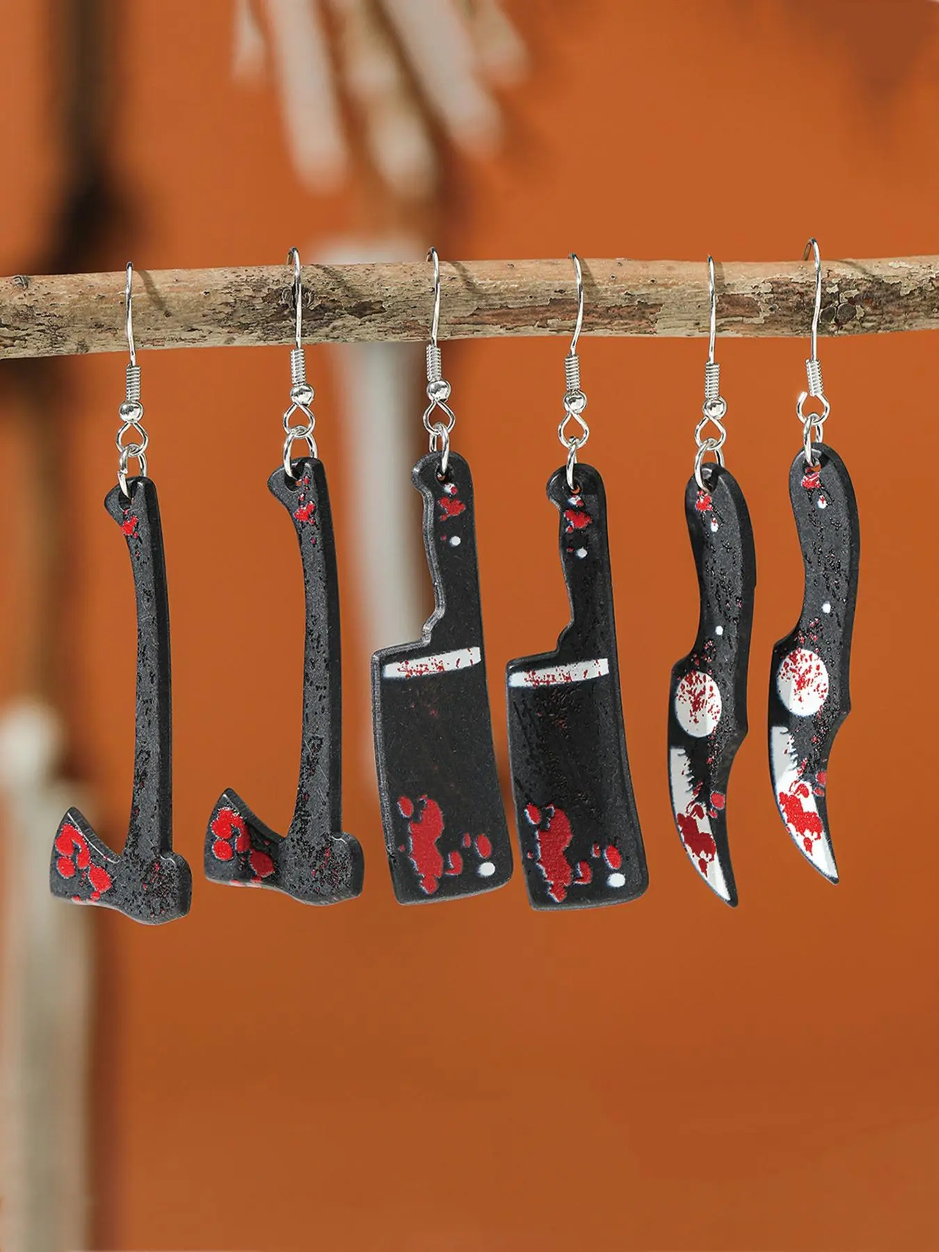 Halloween Themed Knife Design Dangle Earrings, Dangling Earrings, Unique Design Earrings, Fashionable Acrylic Jewelry for Women & Men, Trendy All-match & Exquisite Jewelry for Birthday Gift