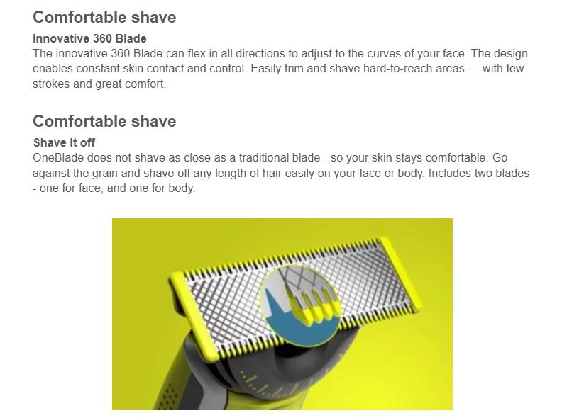 Philips Norelco OneBlade 360 Face + Body, Hybrid Electric Razor and Beard Trimmer for Men with 5-in-1 Face Stubble Comb and Body Hair Trimmer Kit, QP2834/70