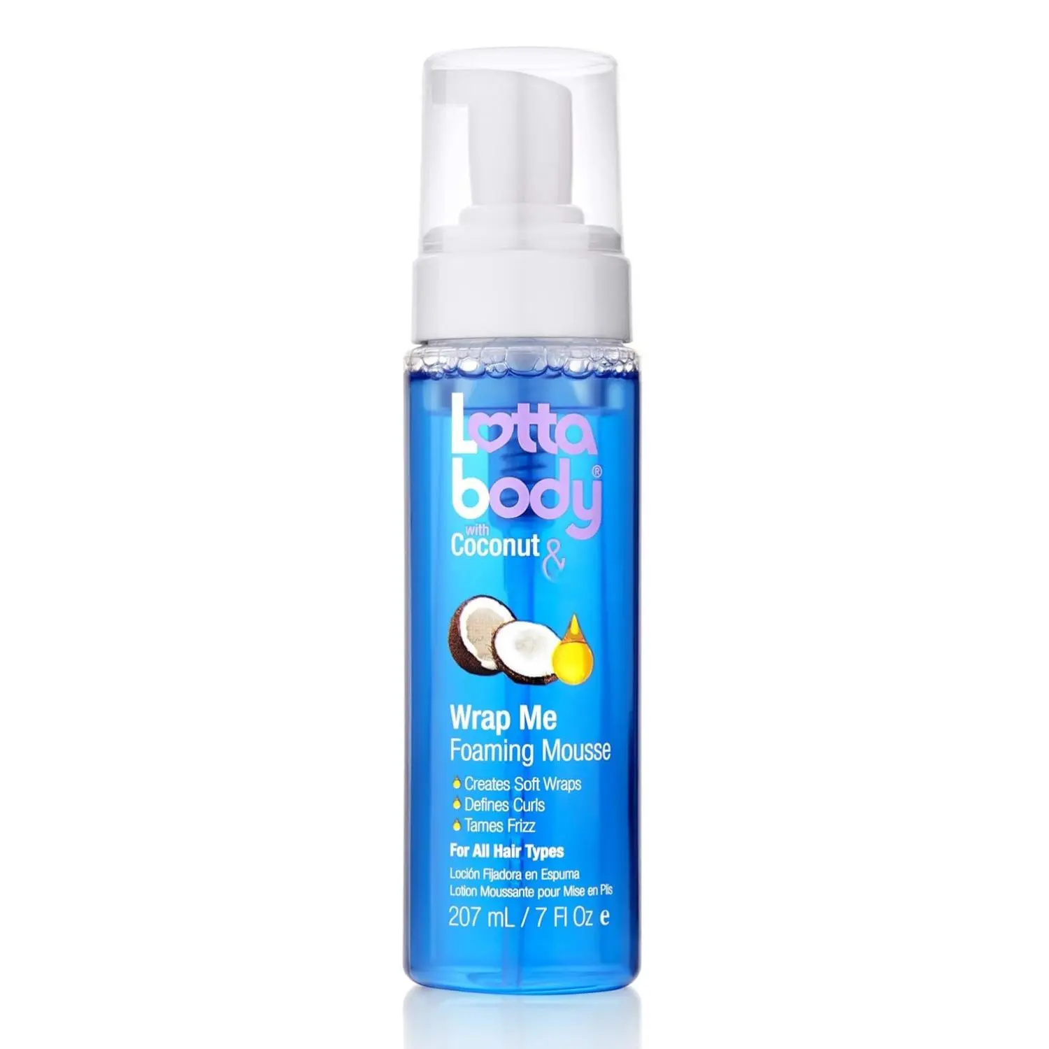 Lottabody Coconut Oil & Shea Wrap Me Foaming Curl Mousse 7 Fl Oz Creates Soft Wraps Defines Curls Anti Frizz Creamy Texture Moisturize Haircare