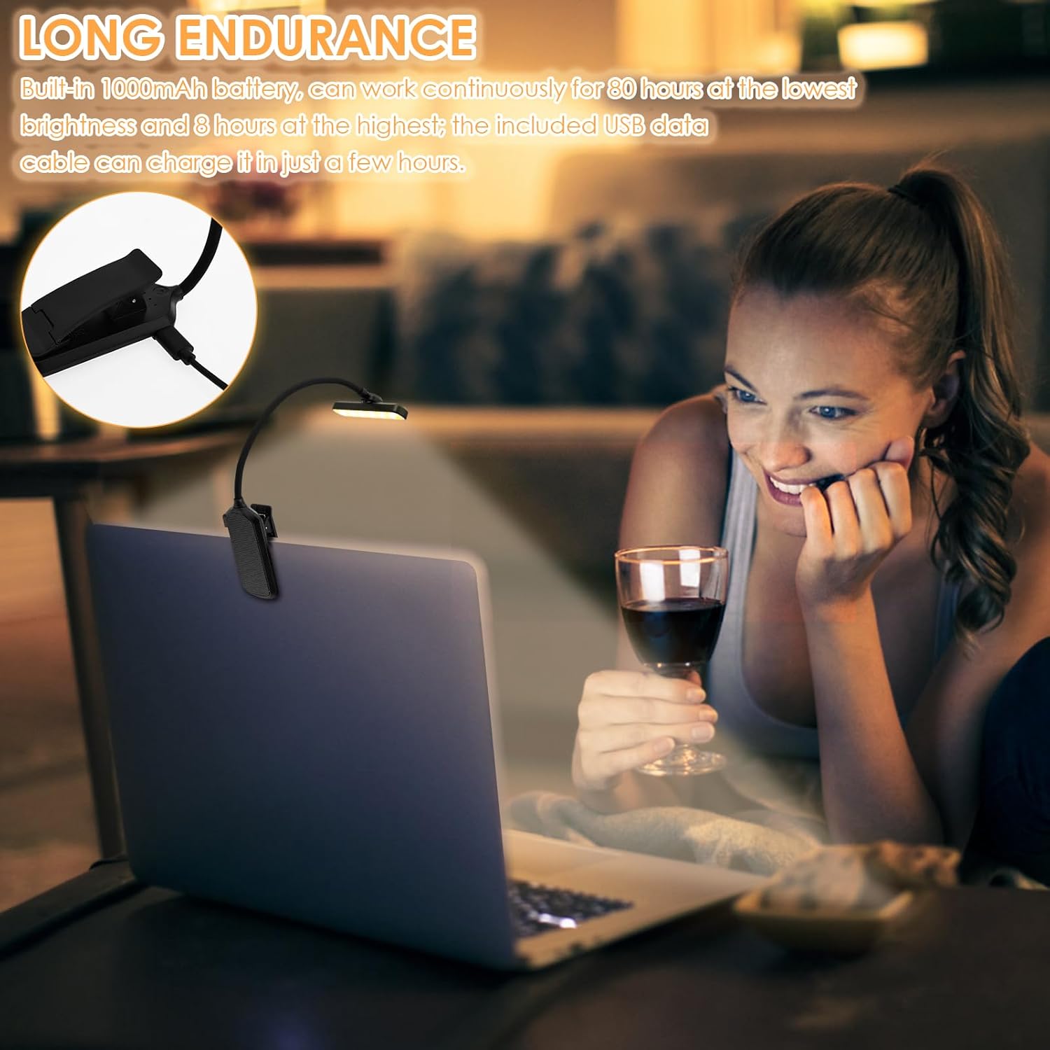 Rechargeable 24 LED Book Light for Reading in Bed – Clip-On Lamp with 360° Flexible Neck, 5 Color Modes, Eye-Caring & Glare-Free, USB-C, 80H Runtime, Perfect for Kids, Students & Book Lovers