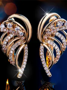 Charm Female Small Angel Wing Hoop Earrings Vintage Gold Color Simple Wedding Jewelry For Women