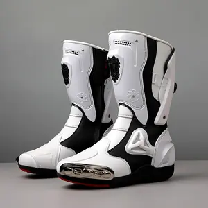 [JK-D111 Windproof Riding Boots] Windproof White Red, Black Autumn and Winter Riding Boots for Men |   Four Seasons Pull-On Design Motorcycle Gear