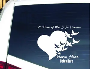 In Memory of Decal, Memorial Custom Car Vinyl Decals, In Loving Memory Sticker with Doves