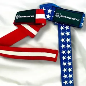 BUFF AMERICAN LIFTING STRAPS | AMERICAN FLAG| Premium Neoprene Padding for Wrist Area. Adds Grip Strength and Reduces Grip Fatigue • Durable cotton with Neoprene padding, 20 inches in length.