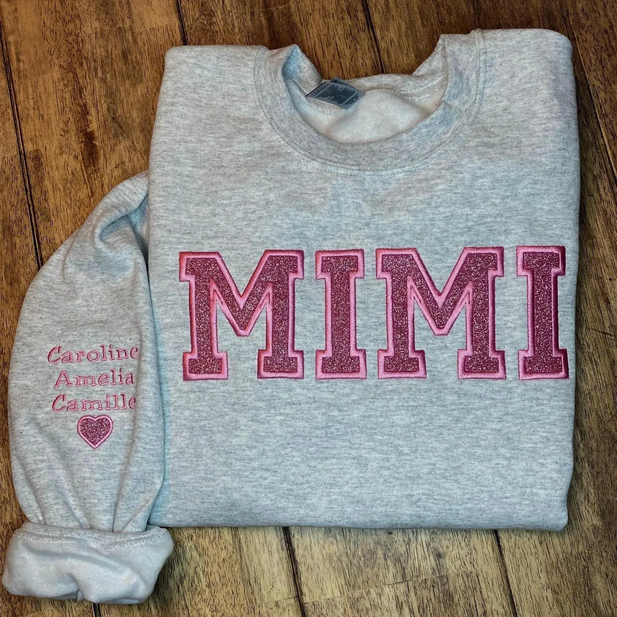 [Made in US] Custom Glitter Embroidered Sweatshirt_ Personalized Applique. Personalized Gift