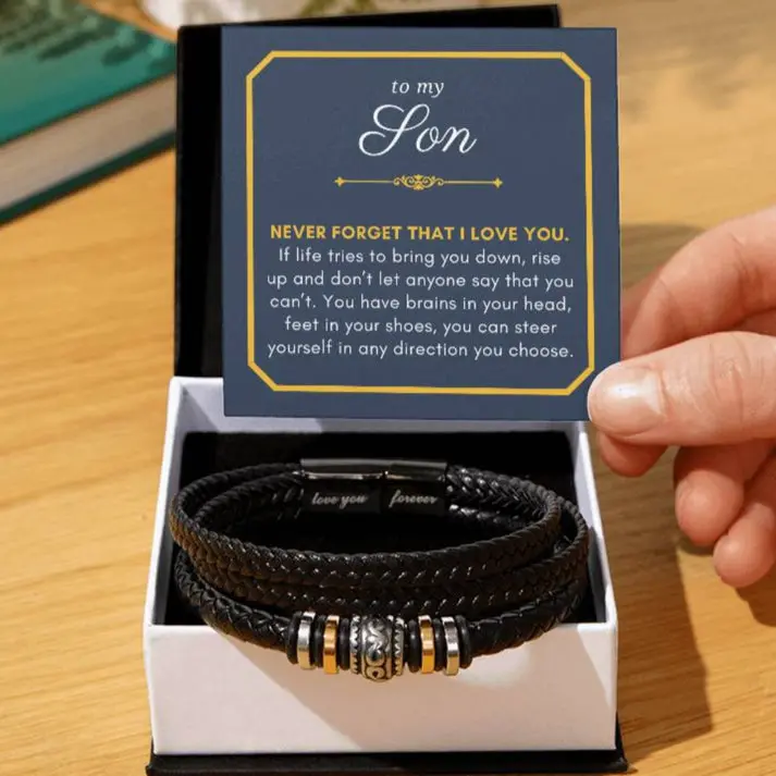 Gift For Son, Birthday Gift For Son From Mom, To My Son Graduation Bracelet, Chain Cross Necklace for Him From Mom