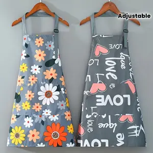 [ Flower Pattern Position Not Fixed, Random]Adjustable Neckband, Large Front Pocket, Easy To Clean, 4 Colors To Choose From, Suitable For Cooking And Gardening, Fashionable Kitchen Accessories, Floral And Heart-Shaped Printed Apron, 26.37 * 27.95lnch