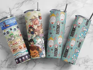 Cute Ghibliii Anime Fantasy Tumbler – spirit3d aways... 20oz skinny tube tumbler, Stainless Steel Travel Mug with Straw