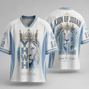 Yhwh Mesh Football Jersey, Lion Of Judah King Of Glory Shirt, Christian Faith Number 12 Activewear, Christmas Religious Your Kingdom Gift