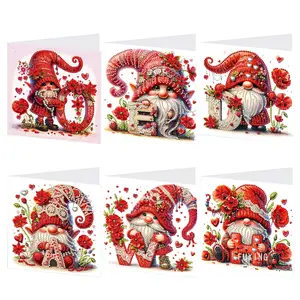 6pcs Diamond Painting Christmas Cards, Unique Craft Glitter Design, Perfect for Holiday Wishes & Gifts