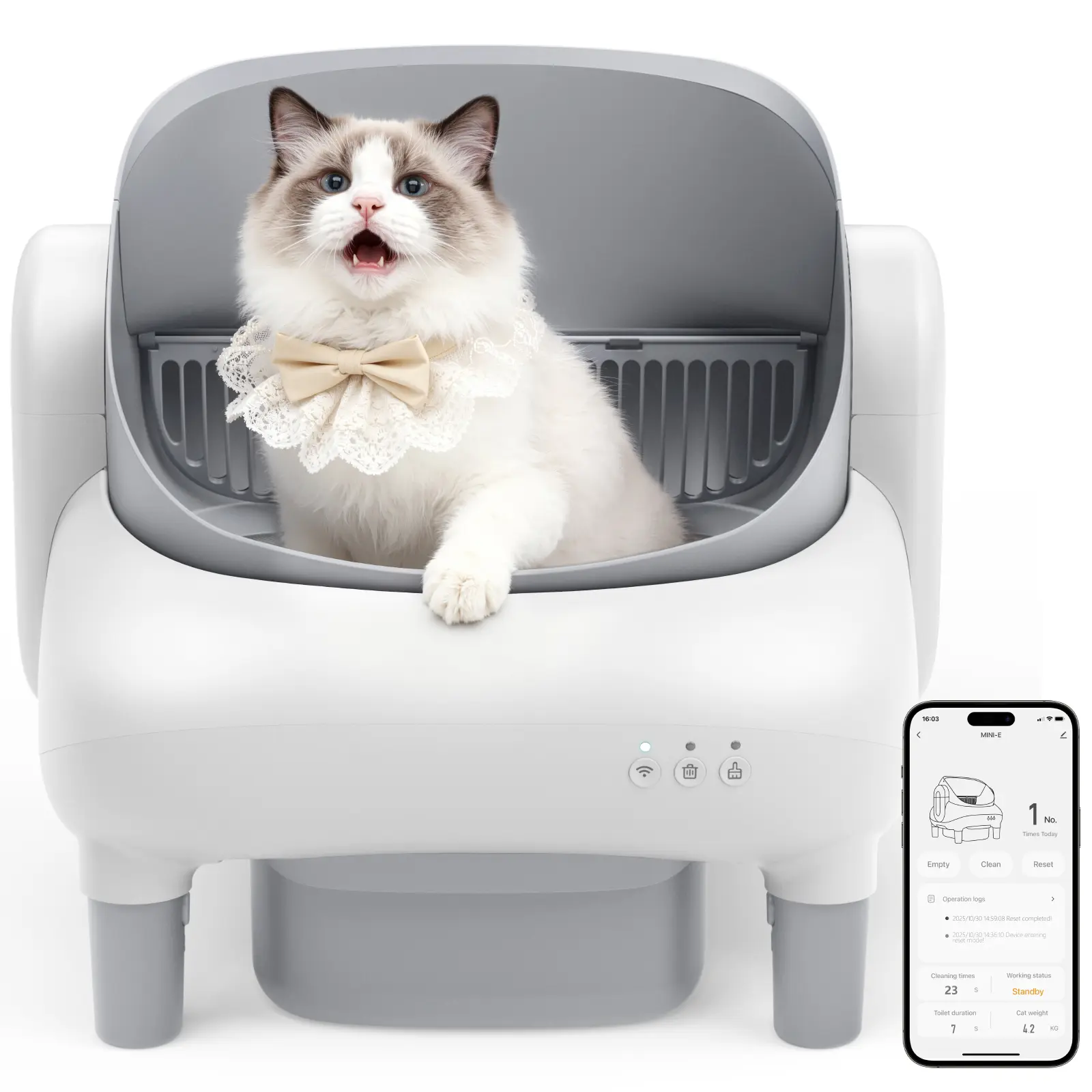 FUMOI Automatic Litter Box for Multi-Cat Homes - Open-Top Auto Cleaner with APP Control, Safety Sensors, Odor Lock, 10.5L Large Waste Bin (2.4G WiFi Only)