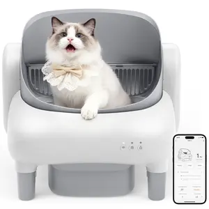 FUMOI Automatic Self-Cleaning Litter Box for Multi-Cat Homes, Open-Top Auto Cleaner with APP Control, Safety Sensors, Odor Lock, 10.5L Large Waste Bin (Only Supports 2.4G WiFi), Automatic Litter Box
