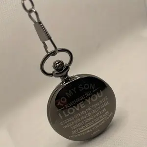 To My Son Quartz Pocket Watch I LOVE YOU Clock for Birthday Christmas Best Gifts Pendant Necklace