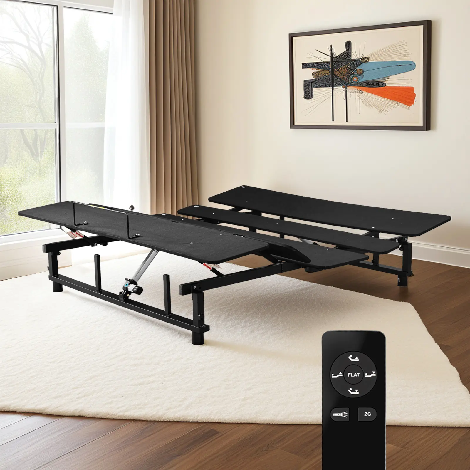 Adjustable Electric Bed Base, Independent Head & Foot Incline, Quiet Motor with Wireless Remote, 750 LBS Capacity, Ergonomic Quick-Setup Personal Comfort Frame