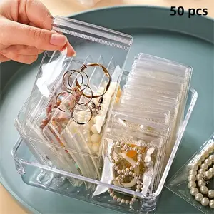 Antioxidant Jewelry Bags, Transparent Zipper Pouches, Small Jewelry Storage Box, Ring Earring Bag, Self-Sealing Waterproof Bags, Organiser, Clear