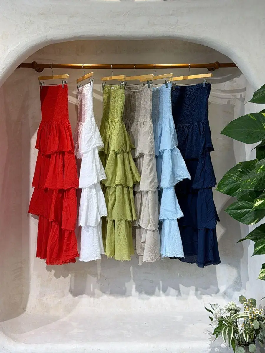 Women's Elegant Solid Ruffled Tiered Midi Skirt - Basic Bottoms for Casual Day Wear and Formal Occasions