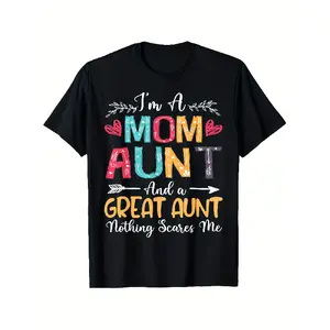 I'm A Mom Aunt Great Aunt 2025 Mother's Day T-Shirt Loose Fit Casual Round Neck Role Comfortable Gift for Grandma Event Funny Tree Outfit (Slogan Print)Unisex for Daily Wear 2025 Summer Trendy Streetwear Fashion Top Quality Comfortable Casual Printed