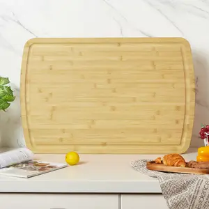 Extra Large Bamboo Butcher Block Cutting Board 30x20 Inches, Kitchen Stove Top Cover Chopping Board with Deep Juice Grooves, Heavy-Duty for Meat, Turkey, Fruits and Vegetables