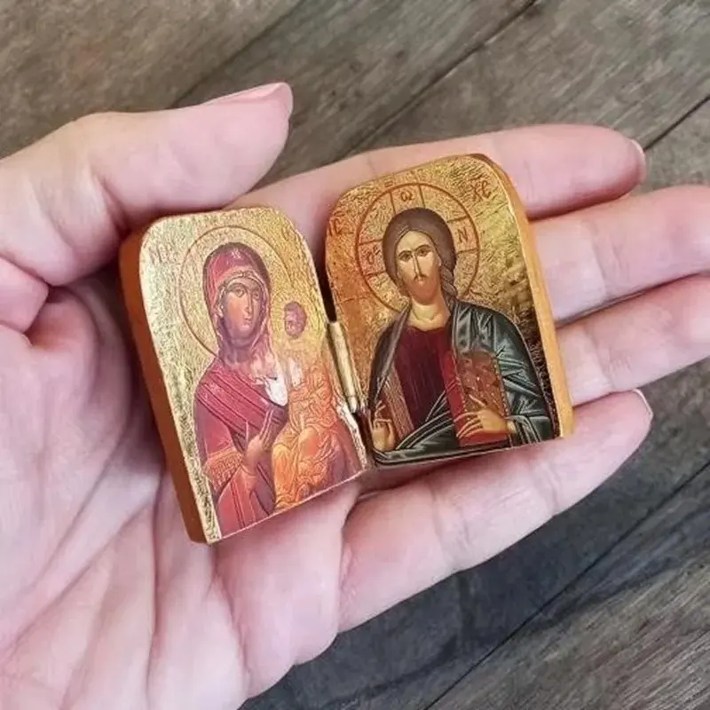 Christ the Teacher & Virgin of Kazan Icon Diptych – Catholic Orthodox Religious Travel & Home Decor Gift
