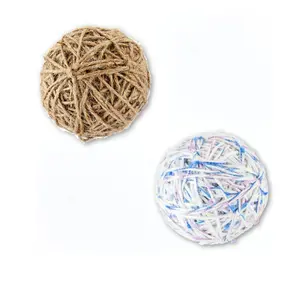 Interactive Cat Toy Yarn Balls with Bell and Rattling Sound, Multi-Colored Balls, 2 Pk