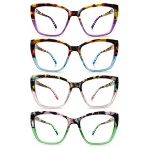 DEAAOK 4 Pack Reading Glasses for Women Cat Eye Computer Reader Stylish Ladies Designer Fashion  Eyewear with Spring Hinge Eye Glasses Blue Light Reading Glasses