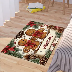 Gingerbread Man Pattern Welcome Door Mat, Non-slip Floor Mat, Decorative Carpet for Home Living Room Bedroom, Home Decor