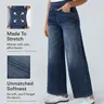 Halara Flex™ High Waisted Pockets Baggy Wide Leg Washed Casual Jeans