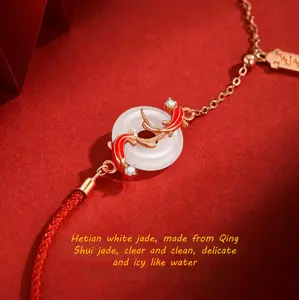 Koi Fish Safety Button Bracelet &Koi Fish Peace Amulet Bracelet&Chinese Feng Shui