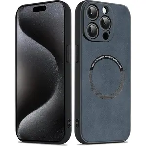 Phone case for iPhone 17 16 15 14 13 12 11 Pro Max Plus Case Compatible with Magsafe  16E, TPU and Suede PU Leather Case, Anti-Vibration Anti-Slip Ultralight Luxury Cover ,Military Grade Drop Protection ﻿