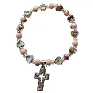 Elastic Bead Bangles Women Jewelry Gift Beaded Bracelets Pendant