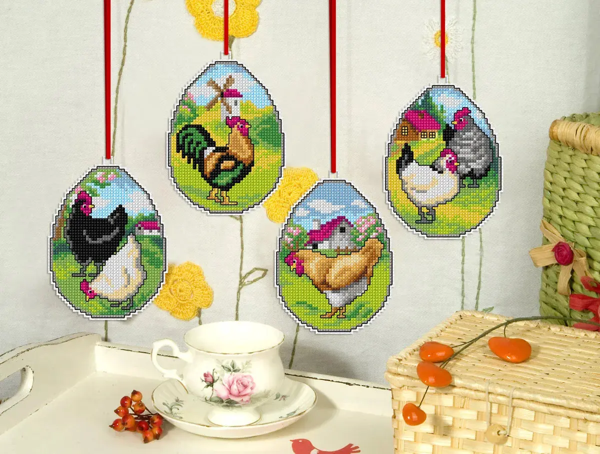 Easter Ornaments Plastic Canvas Counted Cross Stitch Kit by Orchidea 7697