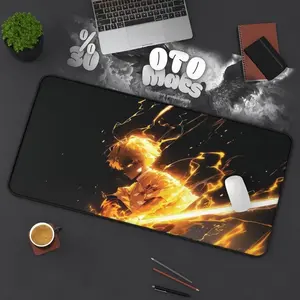 [Sale off up to 65%][Free Ship] Zenitsu Anime Demon Slayer Desk Mat Mousepad, Monochrome Office Decor, Large Gaming Mat, Minimalist Desk Accessory, Work From Home Gift