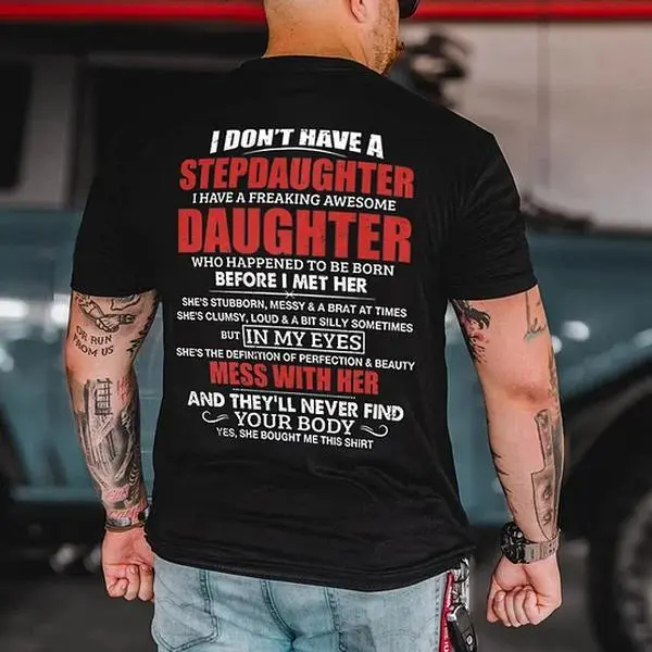 Women's Casual Cotton "I Have A Great Daughter" Graphics Top - Short-Sleeve, Round Neck, Smooth Soft Fabric, Lightweight, Normal Fit, Seamless Design, Machine Washable T-Shirt