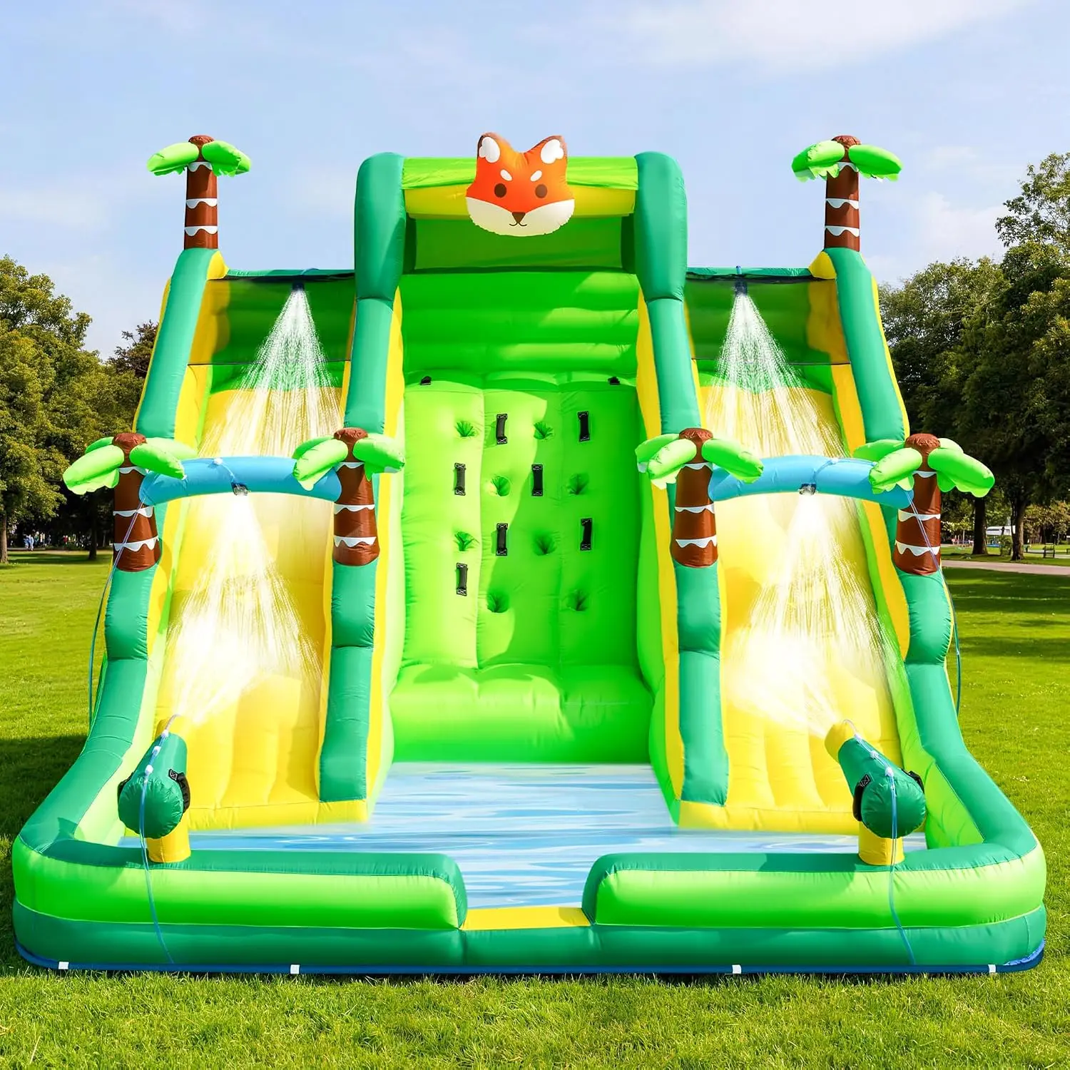 17x12.6 FT Oxford Inflatable Water Slide. Home Version Backyard Water Park | Built in Swimming Pool Slide Climbing and Sprinkler System. Pool Party Summer Carnival Supplies. Easy to Install and Store