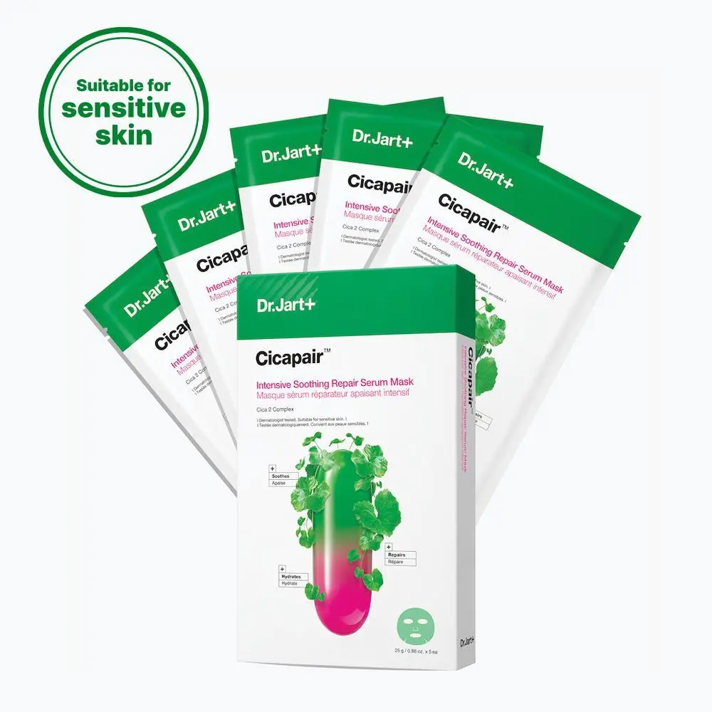 Dr.Jart+ Cicapair™ Sensitive Skin Serum Face Mask for Redness 5 Pack Dr.Jart+ Cicapair™ Sensitive Skin Serum Face Mask for Redness 5 Pack