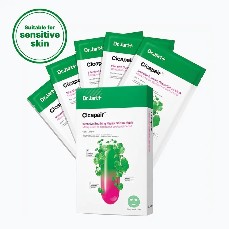 Dr.Jart+ Cicapair™ Sensitive Skin Serum Face Mask for Redness 5 Pack