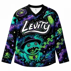 Psychedelic Space Frog Hockey Jersey – Cosmic Rave Streetwear, EDM Festival Apparel