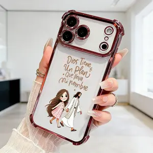 Faith Plan Pattern Phone Case for iPhone 17 Pro Max 16 15 Plus Air 14 13 12 11 E Four Corners Air Cushion Anti-drop Silicone Shockproof Cellphone Cover