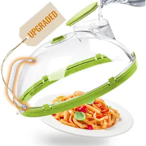 2-in-1 Microwave Steamer & Splash Protector Cover, Clear Microwave Splatter Cover for Food with Handle and Water Storage Box, Microwave Plate Food Cover, Home Kitchen Gadgets and Accessories (1PC)