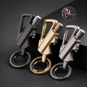 Men's Multifunctional Outdoor Keychain Lighter, Reusable Match Igniter with Bottle Opener, Carabiner Design Portable Key Holder, Essential Daily Travel Accessory for Men