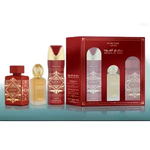 Lattafa Bade’e Al Oud Sublime 3pc Set: 3.4oz EDP Spray + 1.7oz Hair Mist + 6.7oz Body