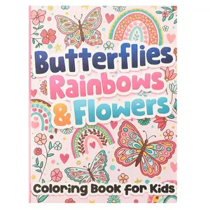 Butterfly Rainbow Flower Coloring Book, Fun Dreamy Creative Drawing Book for Adults Teens, Kids, Perfect Birthday Gift, Back-To-School Present