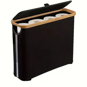 Foldable Bathroom Toilet Paper Holder with Lid & Handle, Large Capacity Storage Basket for 12-16 Rolls, Durable Design for Easy Access, Toilet Paper Organizer with Lid