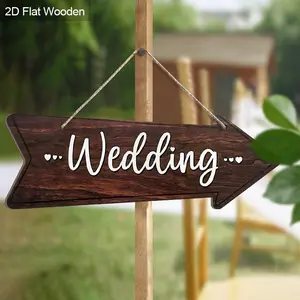 Wooden Wedding Sign, Heart Shaped Arrow Design Wooden Sign, Hanging Outdoor Welcome Sign, Suitable for Wedding Celebrations, Wedding Decoration
